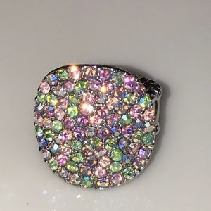 Gorgeous  Silver Pink Crystal Acrylic Stretch Ring